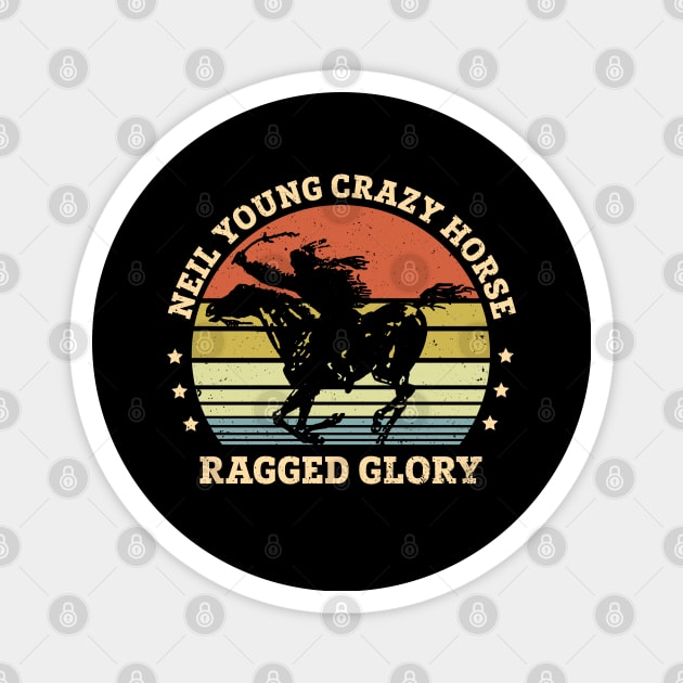 Young And Crazy Horse Ragged Glory Vintage Magnet by Symmetry Stunning Portrait